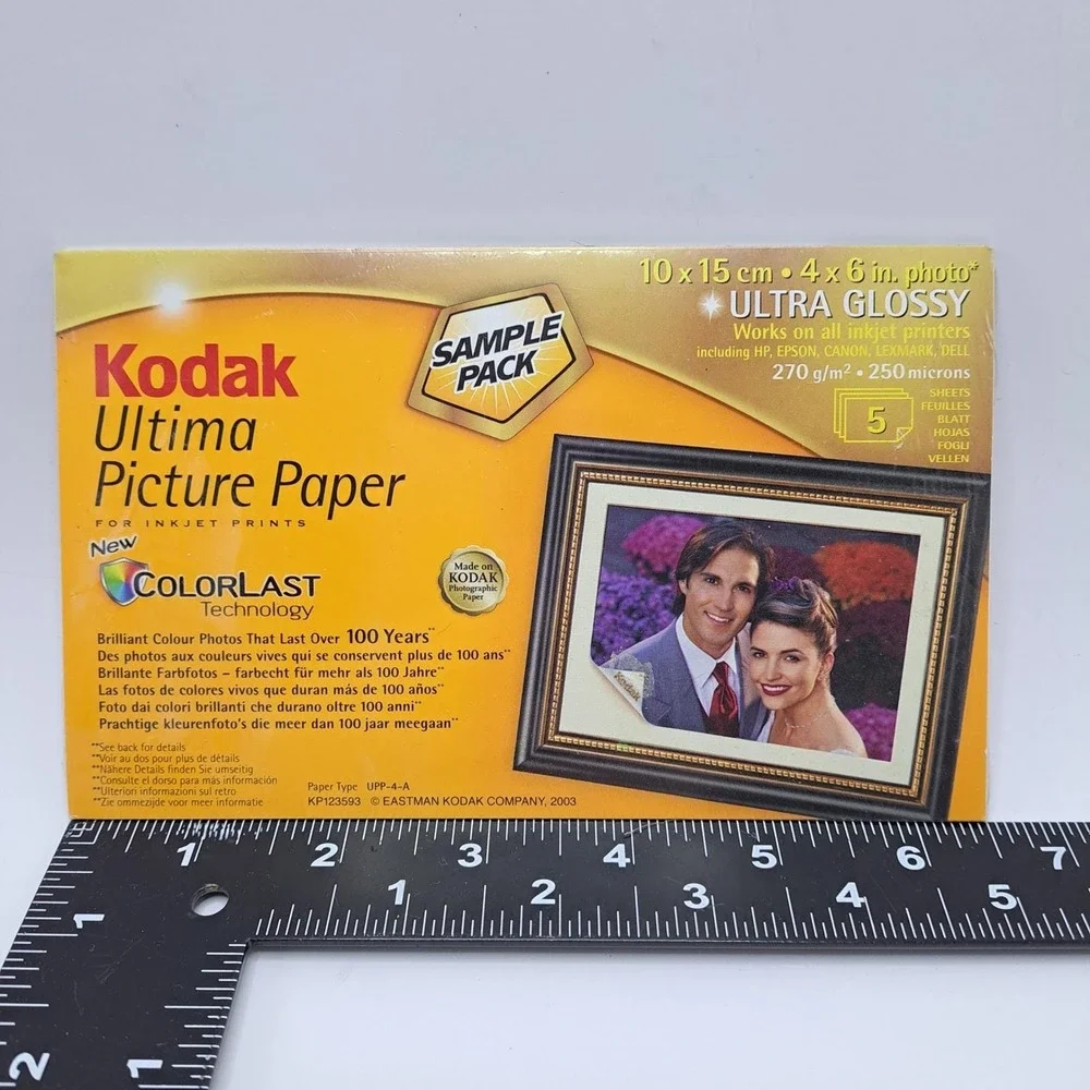 Kodak Ultima Inkjet Picture‎ Paper 4x6 Ultra Glossy 5 Sheets NOS Sealed 2003